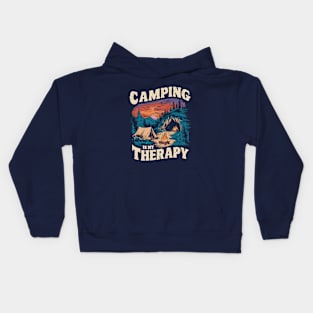 Camping is My therapy. Vintage Camping Kids Hoodie